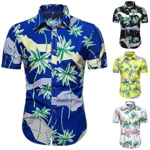 Chemises décontractées pour hommes Chemises de fleurs d'été Boulet à manches courtes Collier de retein plus taille plage Chemise Homme