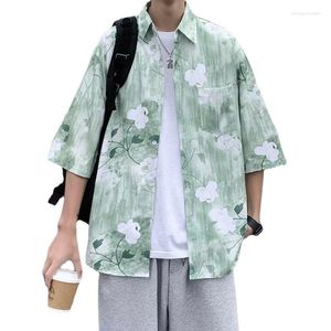 Casual shirts voor heren Summer Flower Tie Dye Shirt Mode Gedrukt Loose Hawaiiaanse Top Men Streetwear Dagelijkse halve mouwen Blusas