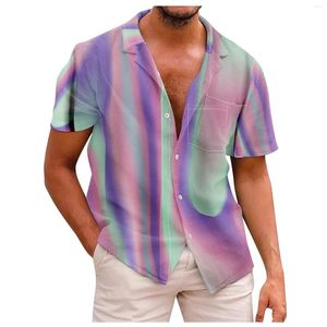 Chemises décontractées pour hommes été dégradé hommes chemise à manches courtes mode ample pour hommes vêtements séchage rapide haut Streetwear Camisas De Hombre