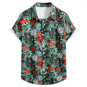 Chemises décontractées pour hommes été vert imprimé tropical pour hommes 2023 marque à manches courtes boutonné chemise hawaïenne fête vacances vêtements