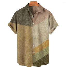 Мужские повседневные рубашки, летняя гавайская пляжная рубашка с геометрическим рисунком и 3D принтом для панк-рейва, мужская одежда, уличная одежда больших размеров, уличная мода