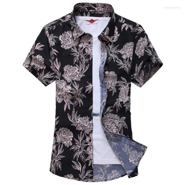 Chemises décontractées pour hommes Summer Hawaiian Floral Mens Holiday Beach Korean plus grande taille Office Retro Shirt Party Sale