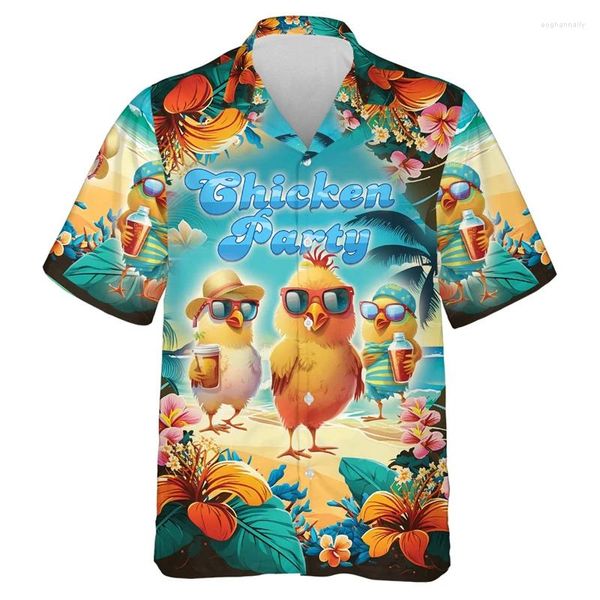 Camisas casuales para hombres Verano Hawaiano Fruta Piña Fiesta Impresión 3D Camisa de playa Aloha Pulpo para hombres Hip Hop Animal Y2k Blusas Tops