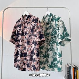 Chemises décontractées pour hommes été hawaïen hommes mode imprimé Style coréen lâche à manches courtes hommes glace soie M-2XL