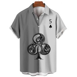 Chemises décontractées pour hommes Summer Hawaiian Poker Black Stripe A Noix de coco Imprimer Mode Chemise surdimensionnée pour hommes Outdoor Beach Camisa 5xl 230221