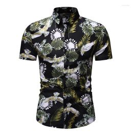 Männer Casual Hemden Sommer Hawaiian Print Shirt Kurzarm Männer Mode Tops Männlich Böhmischen Afrikanischen Urlaub Am Meer Gedruckt