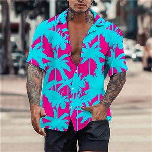 Chemises décontractées pour hommes Chemise hawaïenne d'été T-shirt 3D Chemise rétro Motif arbre de noix de coco Manches courtes Homme Camisa Vacation Casua Man T-shirt Beach 230721