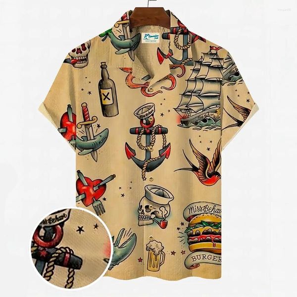 Chemises décontractées pour hommes Chemise hawaïenne d'été pour hommes 3D Cartoon Animal Beach Surdimensionné Vêtements drôles Mode manches courtes