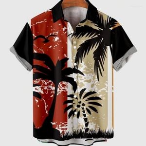 Chemises décontractées pour hommes Été Hawaïen Chemise à manches courtes Oversize Floral Social Top Soirée Style de vacances Tropical Beach Pattern Vêtements