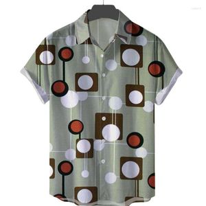 Casual overhemden voor heren Zomer Hawaiiaans sociaal shirt met korte mouwen Cartoonfoto's Vakantie Retrostijl Vintage kleding Modepatroon