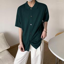 Camisas informales para hombre, camisa de punto de verano, suéter holgado coreano de manga corta tejido a la moda para hombre, ropa de puente M-2XL