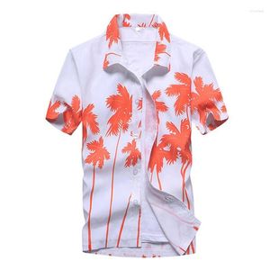 Casual shirts voor heren zomer luxe mannen Hawaii kokosboom 3d print Hawaiiaans shirt korte mouw knoop naar beneden strandheren kleding