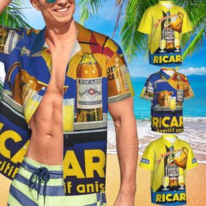 Vrijetijdsoverhemden voor heren Zomer Man Ricard Overhemd Voor Strand Frrance Ricards Aperitief Hawaiiaans Mode Vakantie Roeping Outfits Kleding