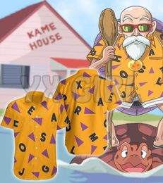 Chemises décontractées pour hommes Summer Master Roshi 3D partout imprimé hawaïen pour femmes Harajuku unisexe 230511