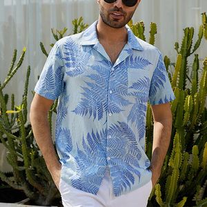 Chemises décontractées pour hommes été vêtements de plage pour hommes à manches courtes imprimé de feuilles mobiles hauts mode Style de vacances