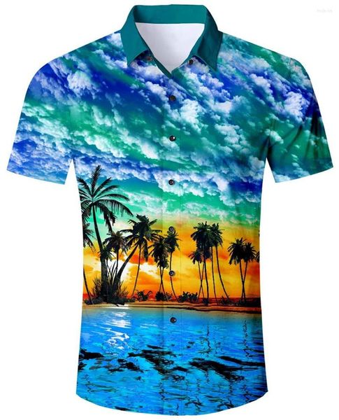 Camisas informales para hombre, camisa hawaiana con estampado elegante de verano para hombre, camisetas de manga corta, trajes para usar, ropa Vintage hawaiana con botones