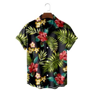 Casual shirts voor heren zomer heren Hawaiiaans shirt 2022 d kleurrijke bloempatroon korte mouw revers single knop 5xl strand tmen's mannen