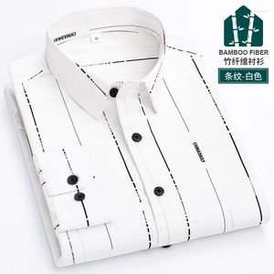 Camisas informales para hombre, camisa de manga larga con estampado de fibra de bambú de negocios profesional para hombre, cómoda, transpirable, delgada