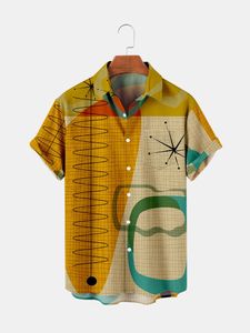 Chemises décontractées pour hommes été hommes et femmes T-shirt Design créatif Hawaii chemise de plage à bouton unique T-shirt haut imprimé de couleurs vives femmes hommes