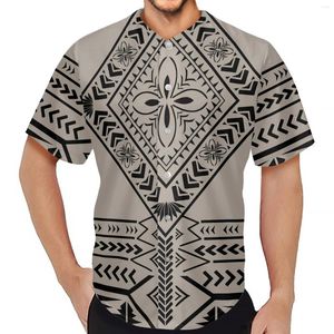 Chemises décontractées pour hommes Été Hommes Baseball Jersey 2024 Vêtements tribaux polynésiens Samoa Blanc Fidji Masi Tapa Bouton d'impression T-shirt à manches courtes