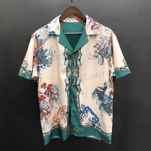 Chemises décontractées pour hommes Summer Hommes Hawaiian Shirts Strtwear Vintage Bourguer Contrasting Animal Imprime Shirt Hip Hop Hop Casual Tropical Holiday Tops T240408