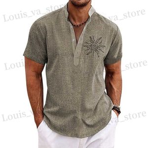 Chemises décontractées pour hommes Summer Henley Shirt Short Slve Tops 3d Sun Graphic Clothic créateur de mode Appareils Strtwear Mens Hawaiian Shirts 2023 T240419