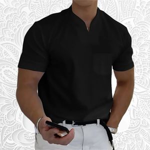 Casual herenoverhemden Zomer heren katoenen korte mouwen Casual heren T-shirt V-hals shirt Heren ademende poloshirts S-5XL 231021