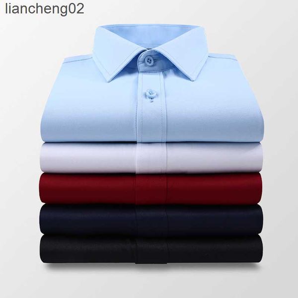 Camisas casuales para hombres Camisa de manga corta delgada de color sólido de verano para hombres Camisa blanca informal de negocios Marca masculina Tamaño grande 5XL 6XL 7XL Estilo clásico W0328