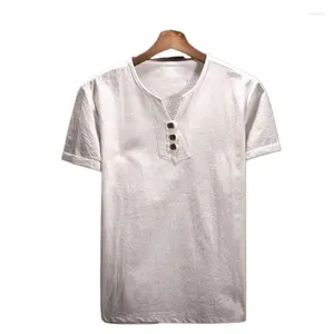 Camisas casuales para hombres Camisa de verano para hombres Ropa de lino de algodón para hombre Ropa de lino sólido 4XL Slim sin cuello corto 5XL Tamaño asiático M-6XL 7XL