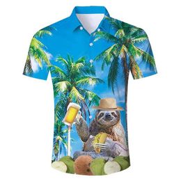 Chemises décontractées pour hommes Mentes d'été Hawaiian Shirts 3D Impression drôle chat graphique Shirt Casual Short Sleeve Bouth Down Aloha Robe T-Shirts Vêtements 240424