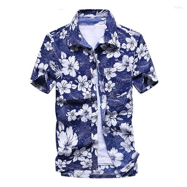 Camisas informales de verano para hombre, cuello hawaiano, botón de manga corta, estampado de árboles de coco, playa, moda Floral, ropa Vintage, XS-5XL