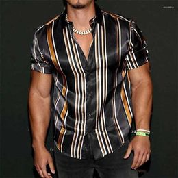 Camisas informales de verano para hombre, Camisa Vintage a rayas negras, moda de lujo, manga corta, Hawai para hombres, Blusas, Camisa Masculina