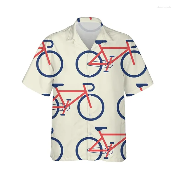 Camisas casuales para hombres Summer Mountain Bike Pattern Series Camisa de manga corta Camisa de manga corto Ropa de gran tamaño transpirable