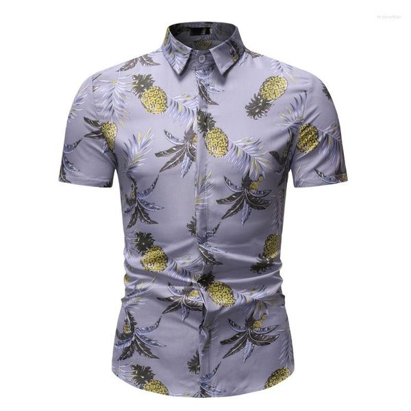 Chemises décontractées pour hommes été ananas imprimé chemise à manches courtes hommes hauts à la mode Streetwear vêtements homme individuel plage hawaïenne