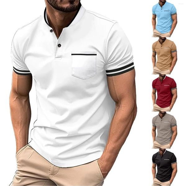 Chemises décontractées pour hommes Été Col imprimé Chemise boutonnée pour Pack Hommes T Compression Top Thermique Mock Entraînement Col V Hommes