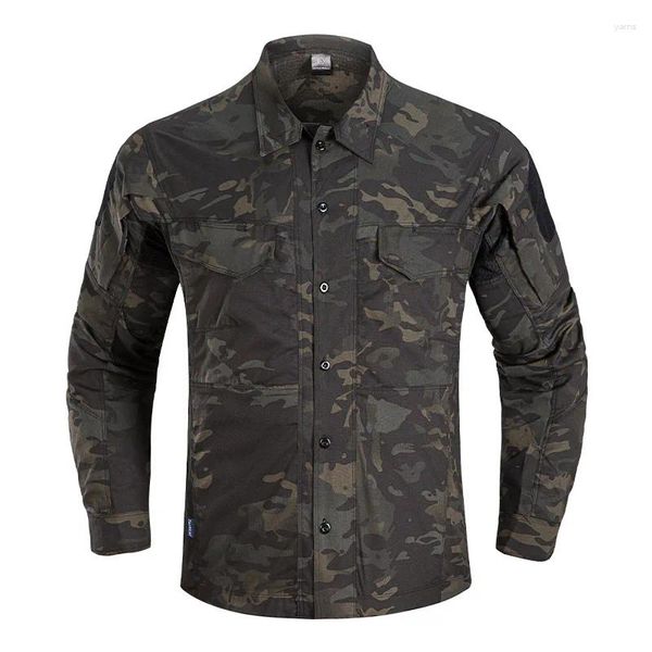 Camisas casuales para hombres Camisa táctica de ventilador del ejército de manga larga de secado rápido de verano Tops transpirables para hombres Senderismo al aire libre militar