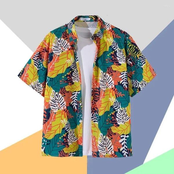 Chemises décontractées pour hommes Summer Seaside et Tops polyvalents féminins avec boutons Design à imprimé floral botanique mode à manches courtes