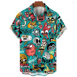 Camisas casuales para hombres Camisa de verano Impresión grafiti 3D para moda Tops de manga corta Blusa de fiesta en la playa Ropa masculina mayor