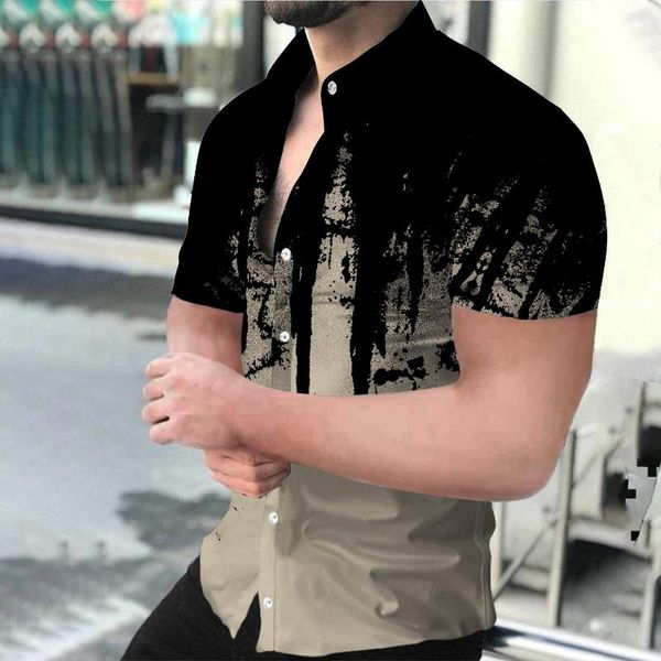 Chemises décontractées pour hommes Chemise d'été Motif imprimé en 3D À manches courtes Revers à la mode Vêtements à simple boutonnage Fun Cool Street Clothing Shi