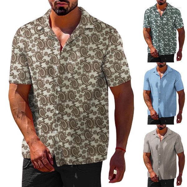 Chemises décontractées pour hommes chemise d'été marque de haute qualité Slim Fit jeunesse fleur de cajou Hawaii plage en plein air polyvalent haut à manches courtes