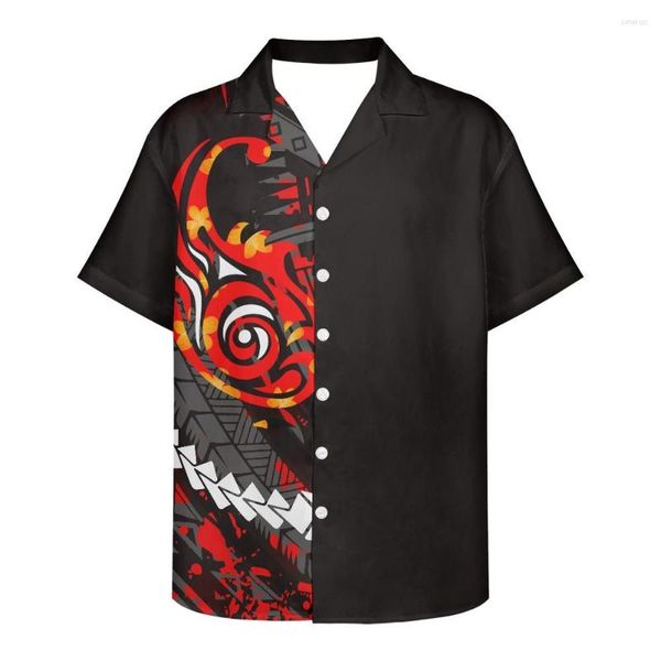 Camisas casuales para hombres Camisa de verano Ropa de manga corta Estampados de tatuajes tribales polinesios Hawaii Samoan Suelto Diseño transpirable
