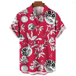 Casual overhemden voor heren Zomershirt voor granaatappelbloempatroon Spanje 3D-print Tropisch T-shirt Outdoor streetwear kleding Oversized tops
