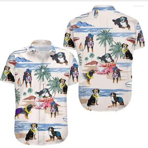 Camisas casuales para hombres Camisa de verano Solapa de manga corta Top Playa Vacaciones Camiseta Moda Botón Tee Streetwear Harajuku para vacaciones masculinas