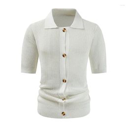 Chemises décontractées pour hommes Summer Summer Sleeve Button Button Cardigan Tops Business Tricoted Fashion Fashion Solie Polo Men Vêtements