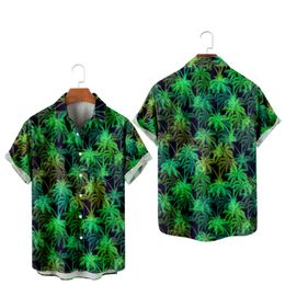 Мужские повседневные рубашки, летняя рубашка с короткими рукавами и карманами, кокосовая пальма, гавайский принт для мужчин и женщин, топы, 4 мужские