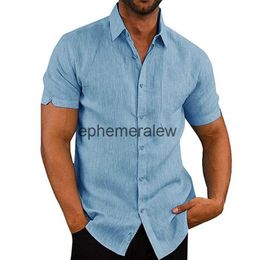 Chemises décontractées pour hommes Été à manches courtes Chemise pour hommes Coton pour hommes Col rabattu Formel Social Mâle Cloesephemeralew