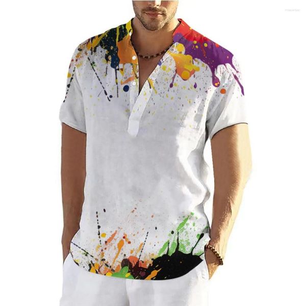 Chemises décontractées pour hommes T-shirt d'été pour hommes Tees Graffiti Tops à manches courtes 3d Streetwear Fashion Designer Vêtements Henleys Shirt