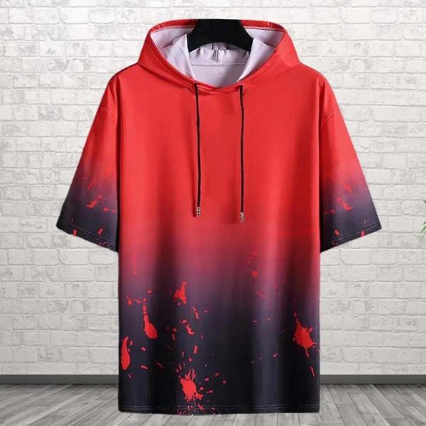 Chemises décontractées pour hommes T-shirt d'été Dégradé Splash Ink Imprimer Contraste Couleur Pull Streetwear Top Vêtements d'étudiant