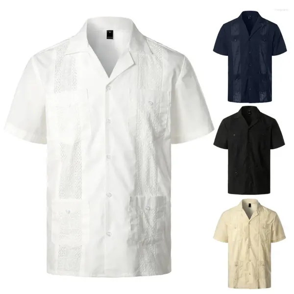 Camisas informales para hombre, Tops de verano, camisa de manga corta de secado rápido con un solo pecho, ropa diaria resistente al desgaste con costuras firmes