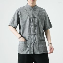 Chemises décontractées pour hommes Summer Traditional Clothes Shirt Short Short Chineve Tang Suit Loose mâle Male Kimono Top
